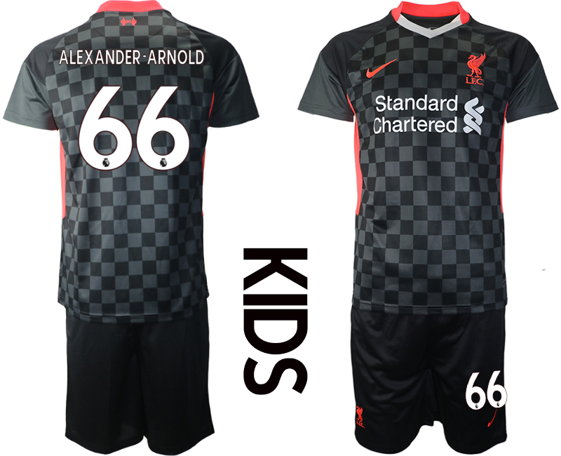 Youth 2020-2021 club Liverpool away #66 black Soccer Jerseys